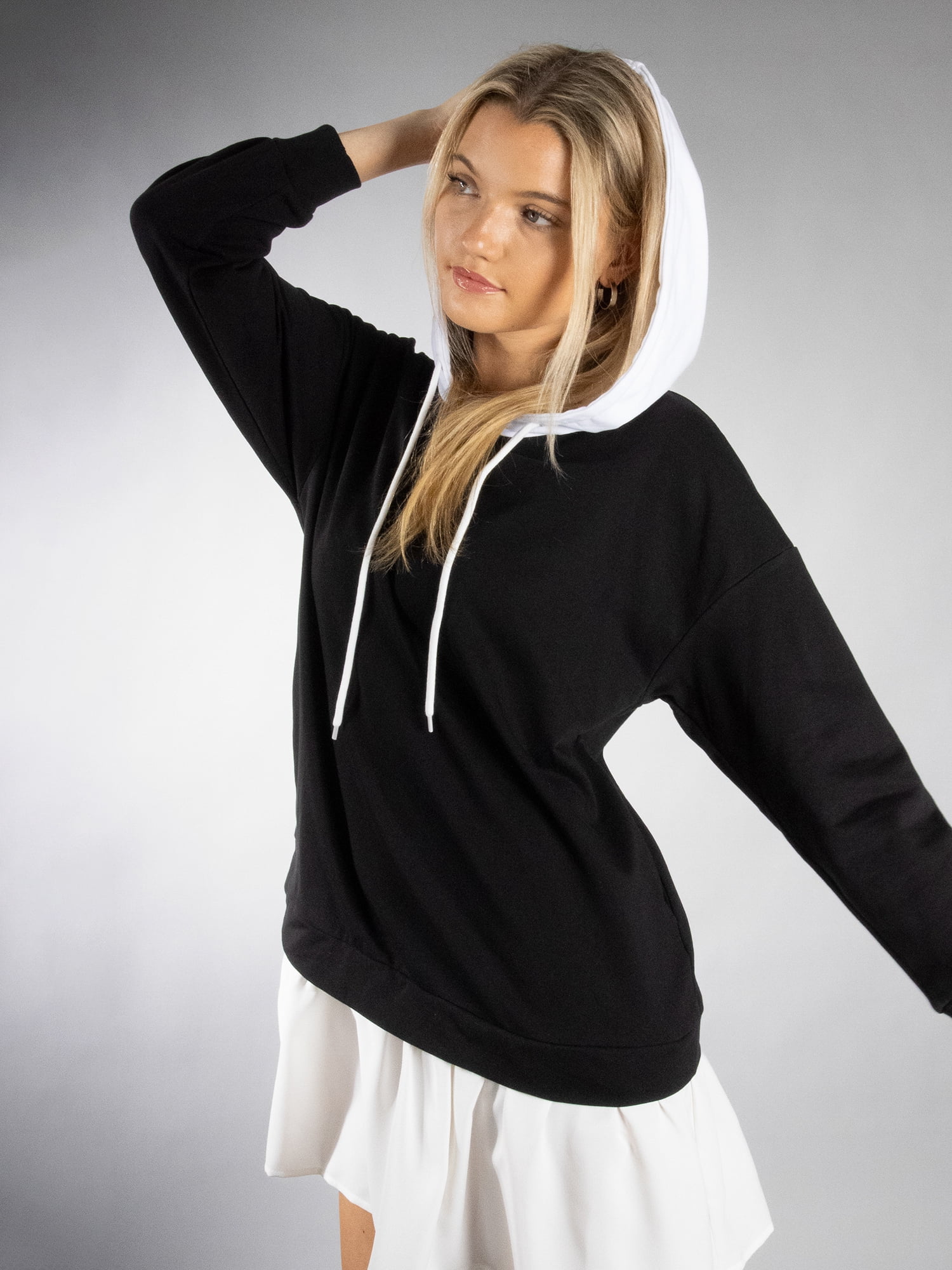 DARING DIVA Women's Stylish AK Double Layer Hooded Dress XL Black