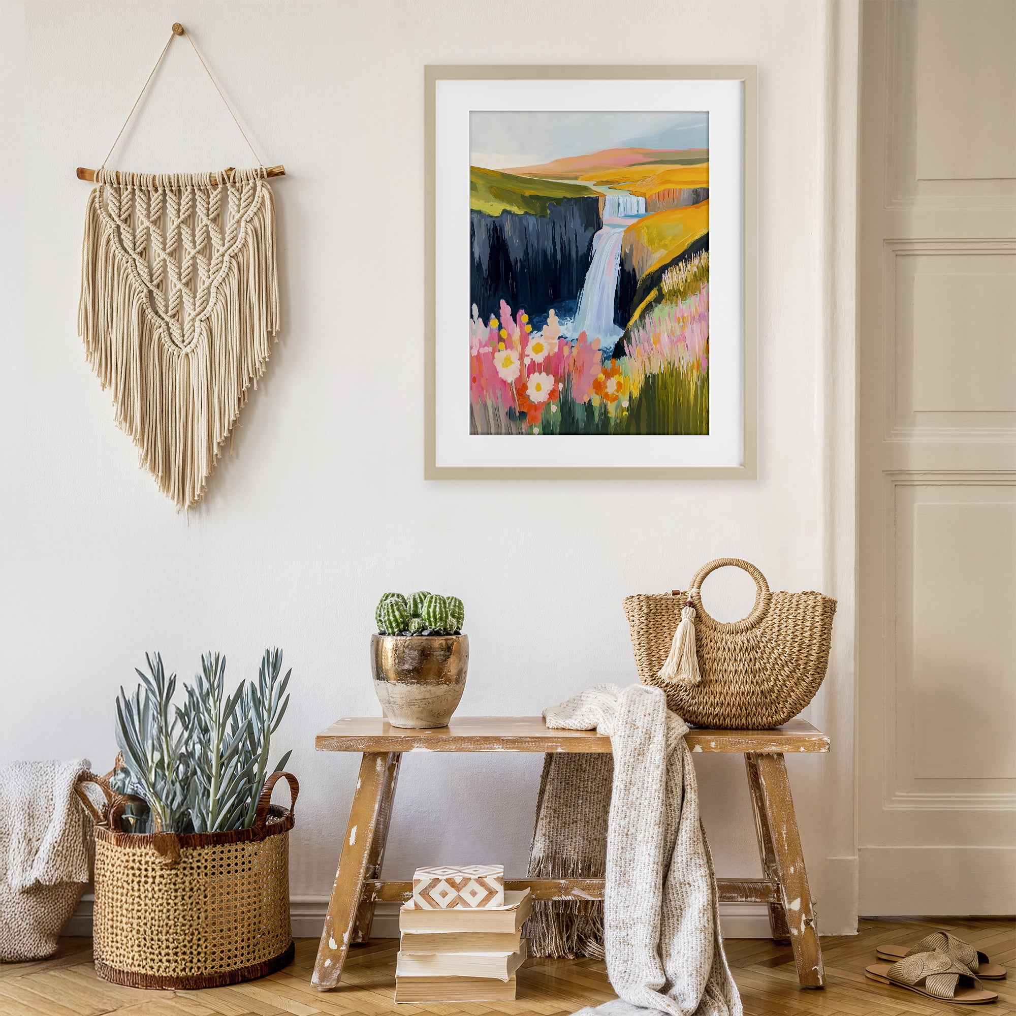 Stupell Industries Colorful Waterfall in Valley Birch Framed Print Under Glass, design by The Prints Vibe