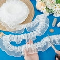 thumbnail image 5 of Double Layer Polyester Organza Pleated Lace Trim Ribbons White 2-3/8 inch(60mm) about 10.00 Yards(9.14m)/pc, 5 of 9