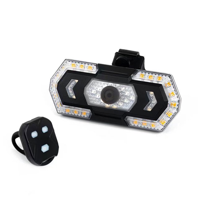 Lámpara de cola de bicicleta LED Señal de giro Ciclismo Luz trasera Luz trasera Luz de advertencia de seguridad recargable Impermeable con 5 modos de luz Control remoto para bicicleta de montaña Abanopi Lámpara de cola de bicicleta