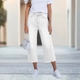 thumbnail image 2 of Summer Capris New Capri Jean for Women Summer Straight Leg Versatile Cropped Pants Fashion Frayed Hem Denim Capri Pants with Pocket White XL, 2 of 9