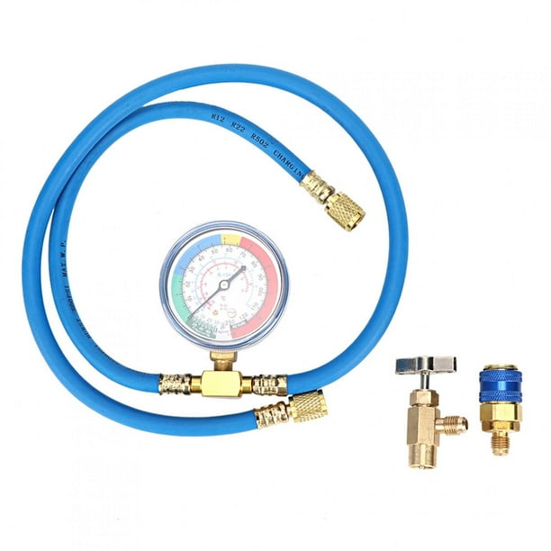 Kit De Manguera De Carga De Refrigerante De CA para Automóvil-R134A Kit De Manguera De Carga De Refrigerante, Manguera De Recarga con Manómetro para Sistema De Aire Acondicionado De Automóvil