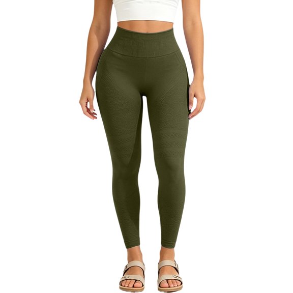 Leggings For Women Thick High Waist Yoga Pants With Workout Running Yoga Leggings For Women Athletic Seamless Summer Yoga Pants Women Green XL