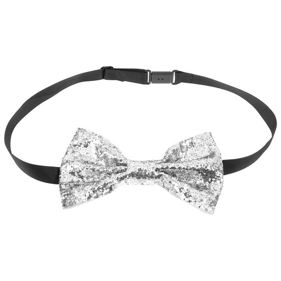 Onaparter Bow Tie Groom for Wedding Ties Men Pretied Mens Glitter Men's Bridegroom Banquet （Silver）