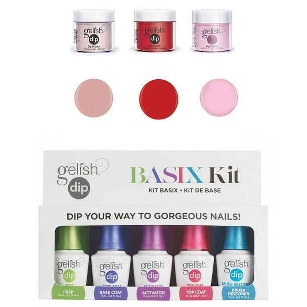 Gelish Basix Acrylic Powder Nail Polish Dip Manicure Starter Kit & 3