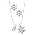thumbnail image 1 of Delight Jewelry Silvertone Number - 8 - Silver tone Snowflake Charm Necklace and Stud Earrings, 1 of 4