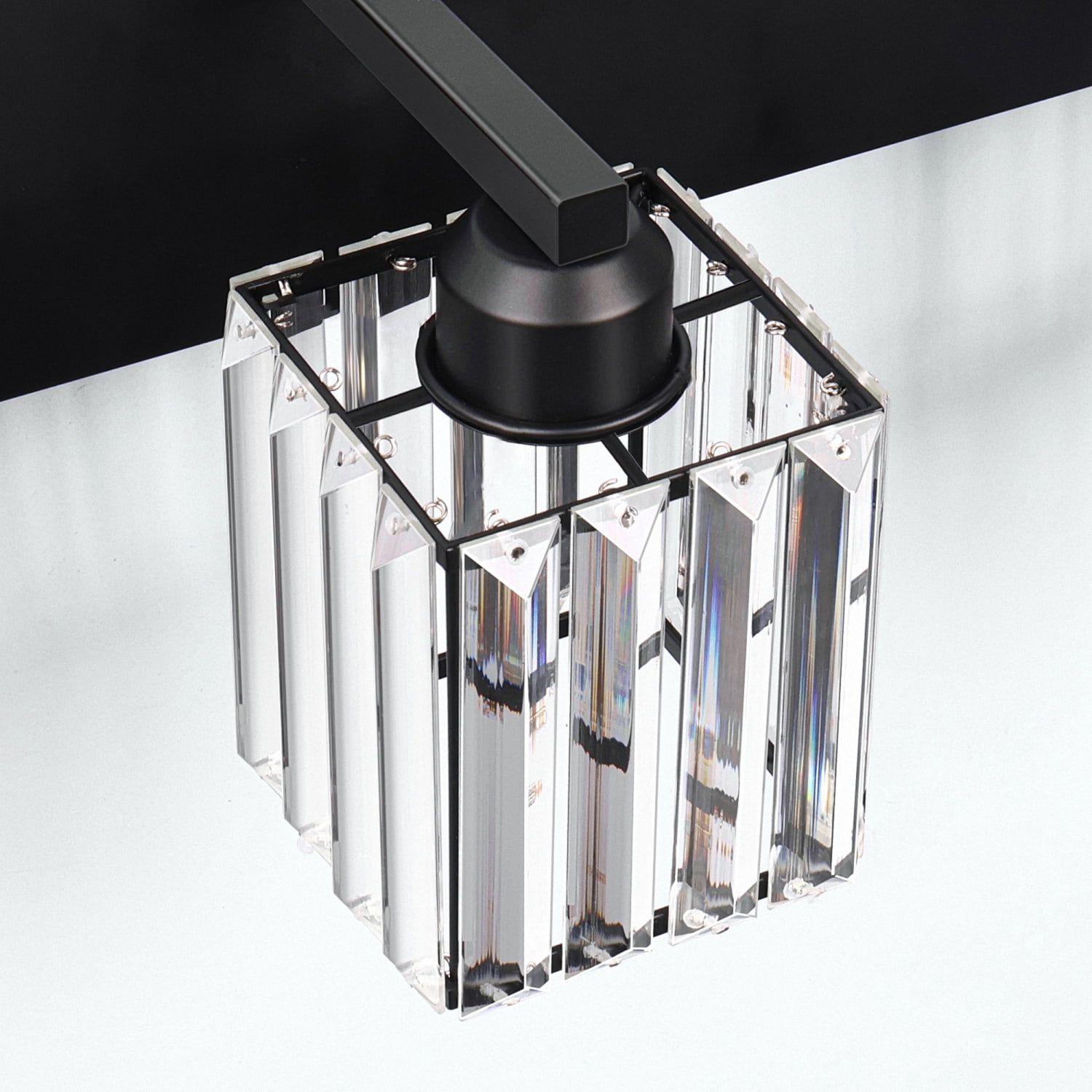 YANSUN 20.4 in Matte Black 3-Light Bathroom Vanity Light with Triangle Glass Shades, Industrial Wall Sconce for Vanity & Mirror Lighting