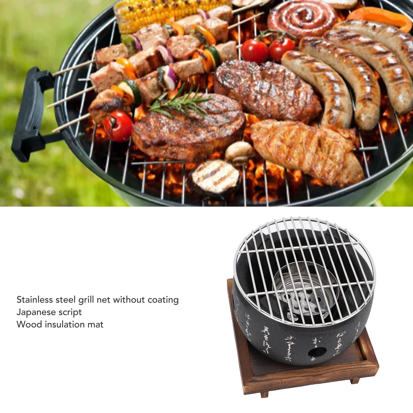 Mini BBQ Grill Even Heating Mini Cast Iron Hibachi Grill Japanese Style Tabletop Small Charcoal Stove BBQ Grill Grate for Outdoor Camping Walmart