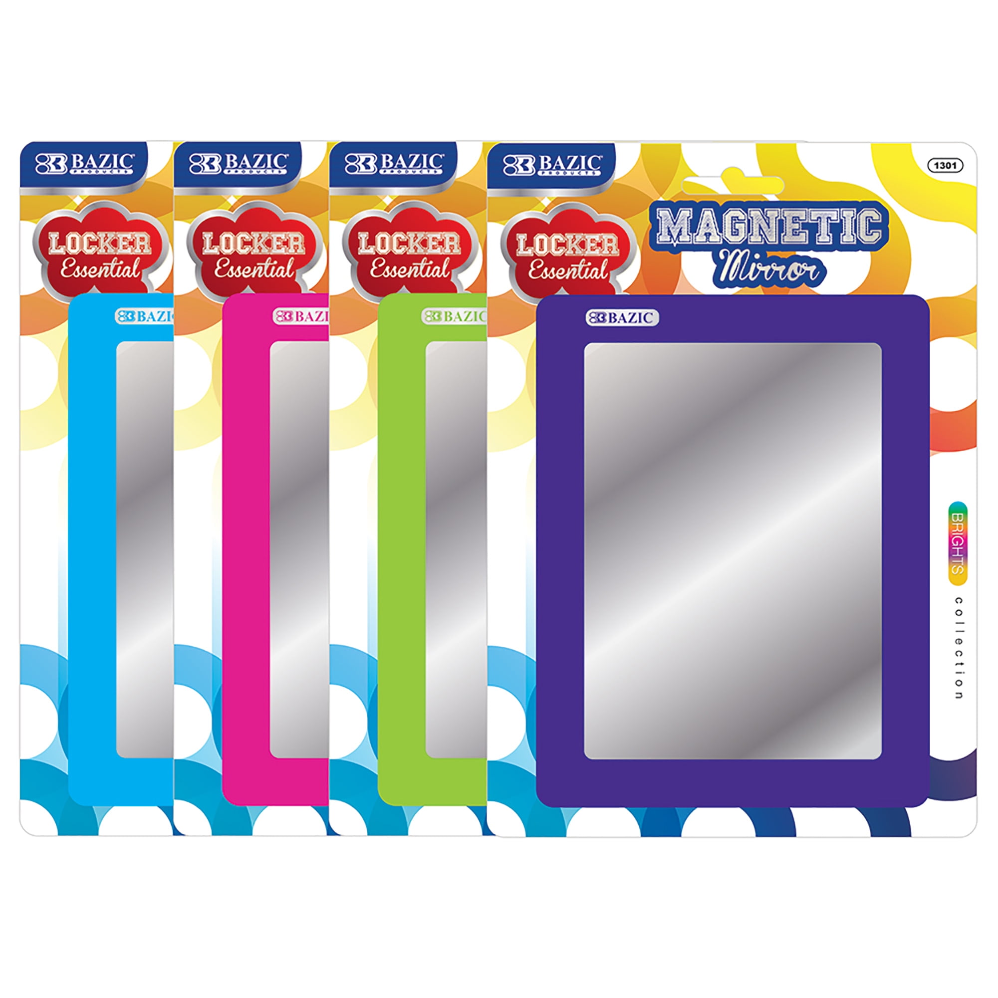 BAZIC Locker Mirror 7" x 5.5" for School Locker, 4Pack