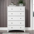 thumbnail image 3 of Camaflexi Shaker Style Solid Wood 5-Drawer Bedroom Chest in White, 3 of 3