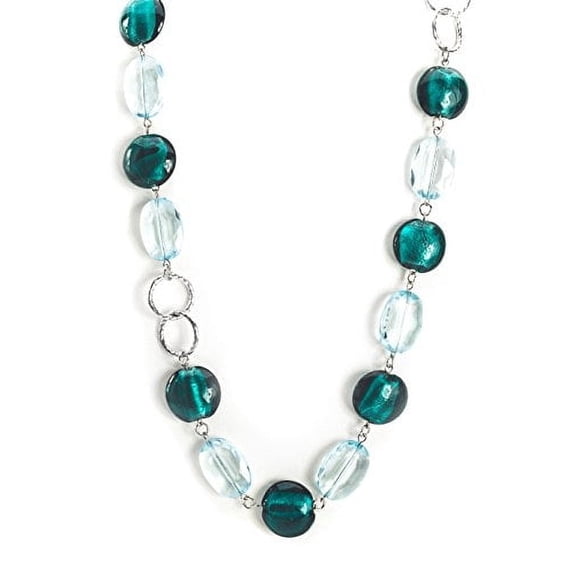 Elegant Green Glass and Clear Faceted Resin Statement Necklace Jewelry Necklace