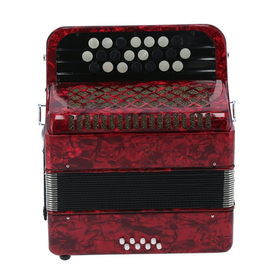 Accordian 22 Key 8 Bass Professional Button Reed Instrument for Beginner with Storage BagRed