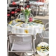 thumbnail image 4 of Outdoor Tablecloth with Umbrella Hole and Zipper, Bee Love Round Table Cloth 60 Inch Waterproof Tablecloth, Daisy Eucalyptus Leaves Rustic Gray Plaid Picnic Table Cover for Patio Camping, 4 of 7