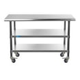 thumbnail image 2 of AmGood 48" Long x 30" Deep Stainless Steel Work Table with 2 Shelves and wheels | Commercial & Residential NSF Utility Table | Metal Food Prep Station, 2 of 7