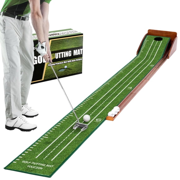 Putting Green YOUCZON portátil para interiores con devolución automática de la pelota