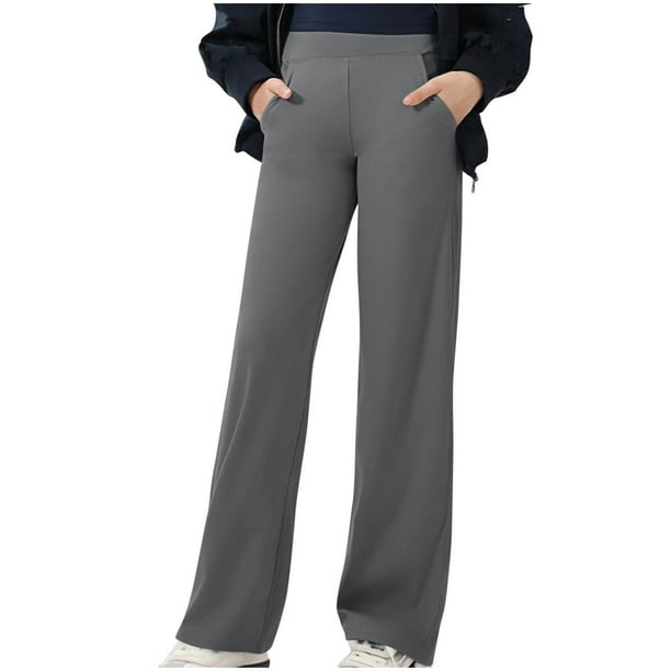 Pantalones largos Pantalones rectos para niñas Pantalones de baile para niños Pantalones deportivos de yoga Pantalones de pierna ancha Pantalones de poliéster para niñas