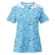 thumbnail image 5 of Fiudx Ofertas Del Día Blusa de Manga Corta con Cuello Redondo y Estampado para Mujer, 5 of 5