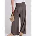 thumbnail image 2 of Pantalones Palazzo ANRABESS 2025 de lino para mujer, pernera ancha, color café, 2 of 8