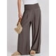 thumbnail image 2 of Pantalones Palazzo ANRABESS 2025 de lino para mujer, pernera ancha, color café, 2 of 8