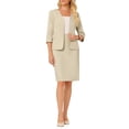 thumbnail image 1 of Conjunto de 2 piezas para mujer INSPIRE CHIC, traje de negocios, falda lápiz, blazer sin cuello, 2XL, beige, 1 of 5