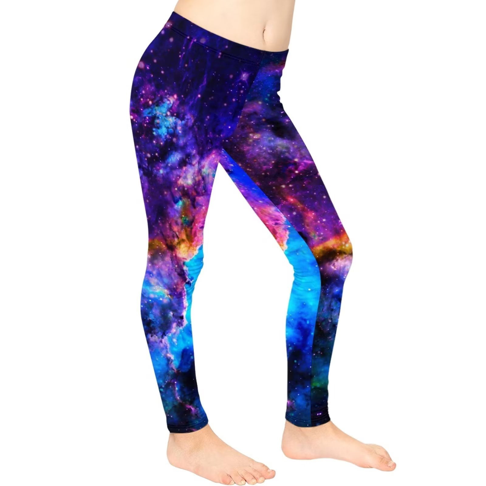 FKELYI Space Star Print Cool Kids Leggings Size 6-7 Years Stretchy Running  Tights Teen Girls Durable Travel Yoga Pants High Waisted Butt Lift 