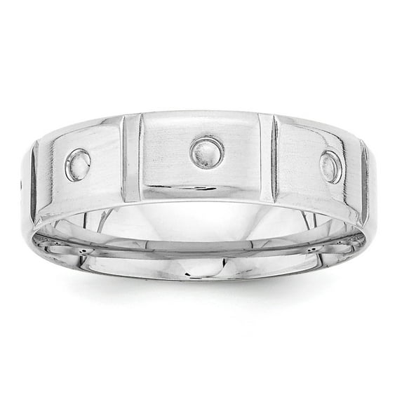 Solid 14k White Gold Standard Comfort Fit Fancy Wedding Band - Size 8