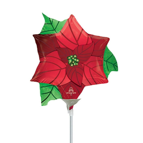 Satin Infused Poinsettia Mini Shape (Air-Fill Only) Foil Mylar Balloon - Party Supplies Decorations