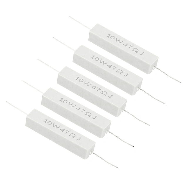 Unique Bargains 5 Pcs Résistances 47 Ohm, Résistance Céramique 10W Kit de Résistance de Puissance Tolérance 5 % pour Adaptateurs Audio