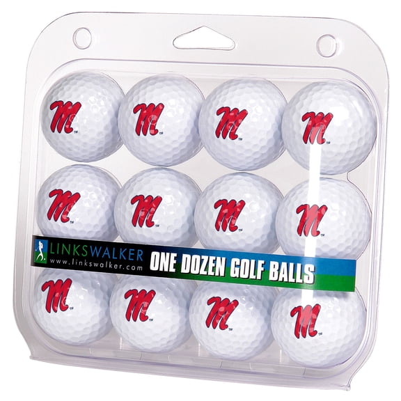 LinksWalker Mississippi Rebels Golf Balls, 12 Pack