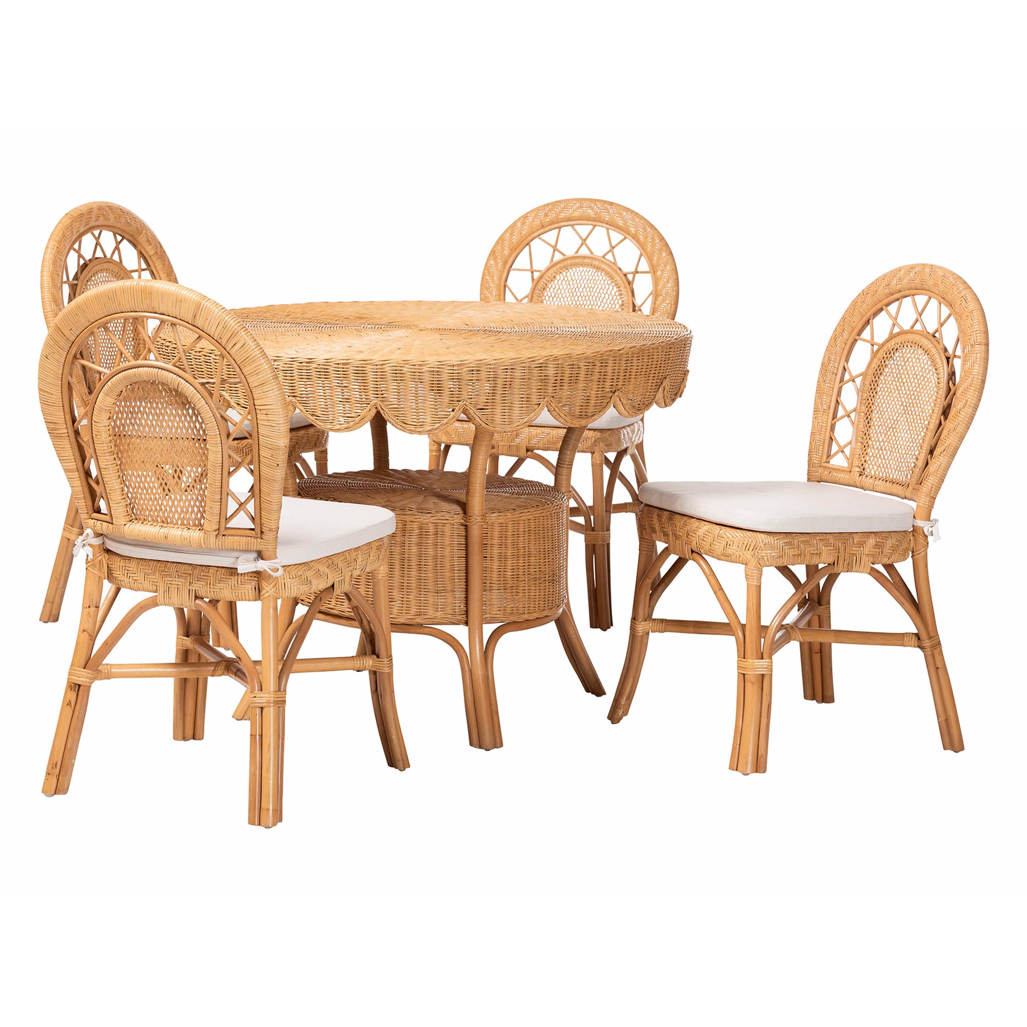 bali & pari Travis Boho Dining Set, 5-Piece, Light Honey