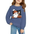 thumbnail image 2 of Chandail à Manches Longues à Col Rond Imprimé 2D d'Halloween Décontracté et Tendance pour Enfants Bleu Marine, 2 of 6