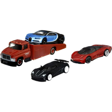 Hot Wheels Premium Collect Display Sets with 3 1:64 Scale Die-Cast Cars & 1 Team Transport Vehicle, Collectors’ Favorites