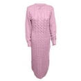 thumbnail image 2 of Gureui Women's Long Sleeve Knitted Dress, Casual Solid Color Crochet Pattern Ribbed Round Collar Slim Fit One-Piece Long Club Party Dresses, 2 of 5