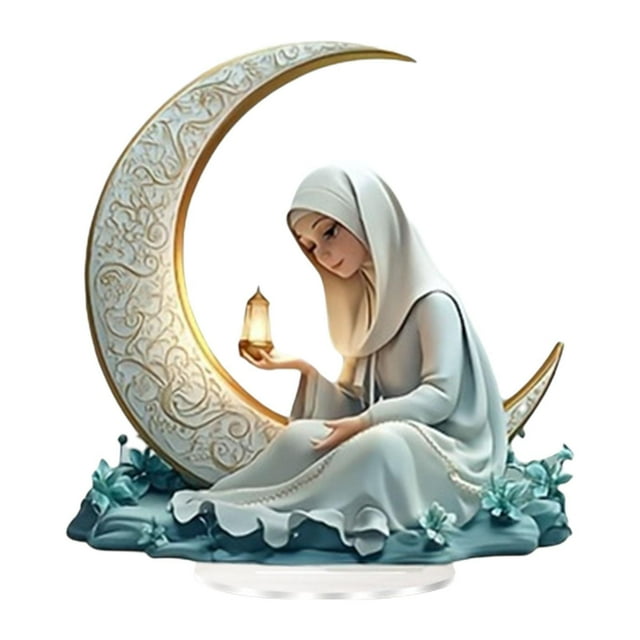 Placa decorativa con letrero acrílico de Moon Nun, decoración de mesa con Base, adorno de escritorio para escritorio, sala de estar, estante, gabinete