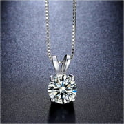Solitaire Swarovski Crystal Princess Necklace in 18K White Gold