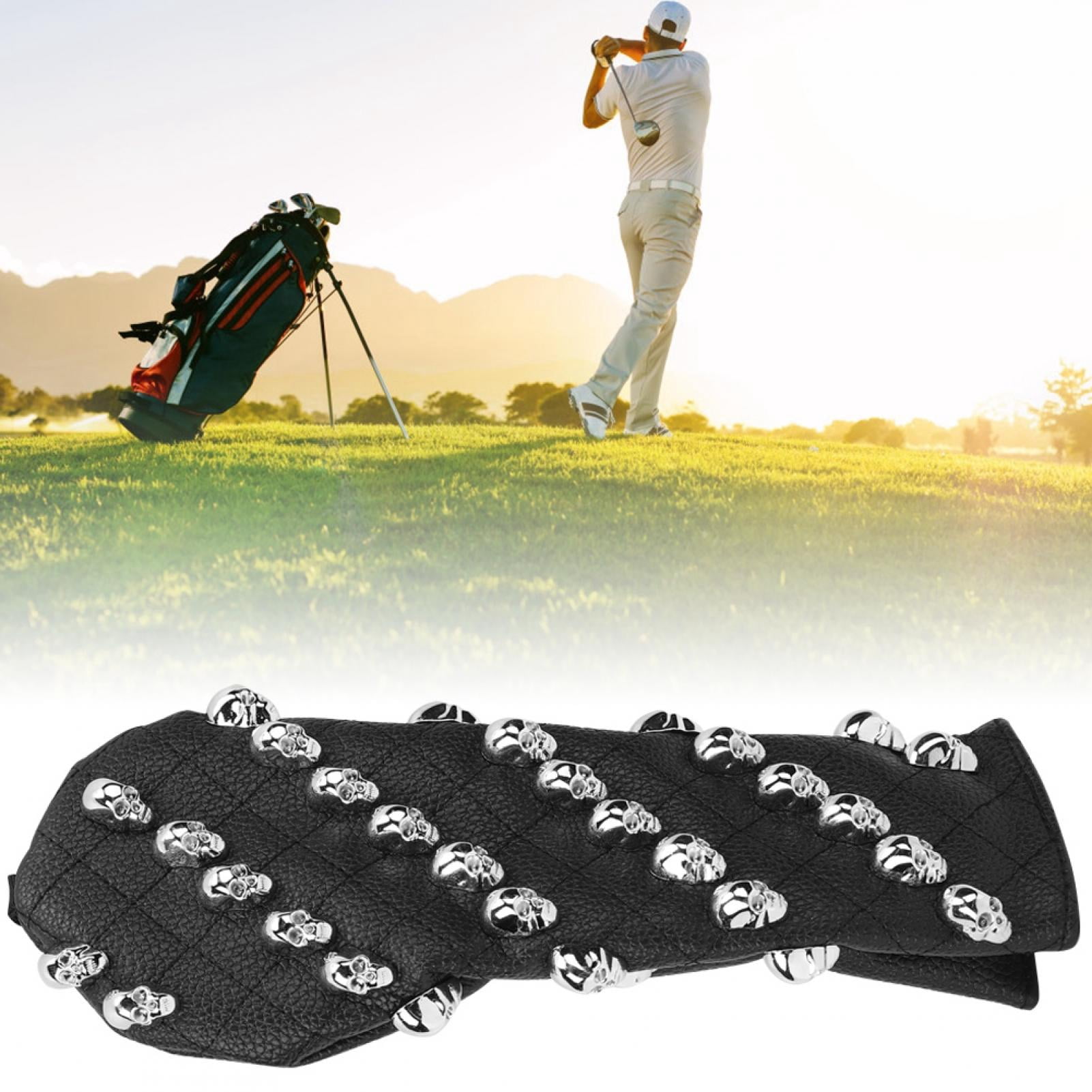 Nieyigj Premium PU Leather Skull Golf Club Head Cover for Hybrids, Water-Resistant Padded Protection, Small Black (11.6 in / 29.5 cm) Headcover Accessory