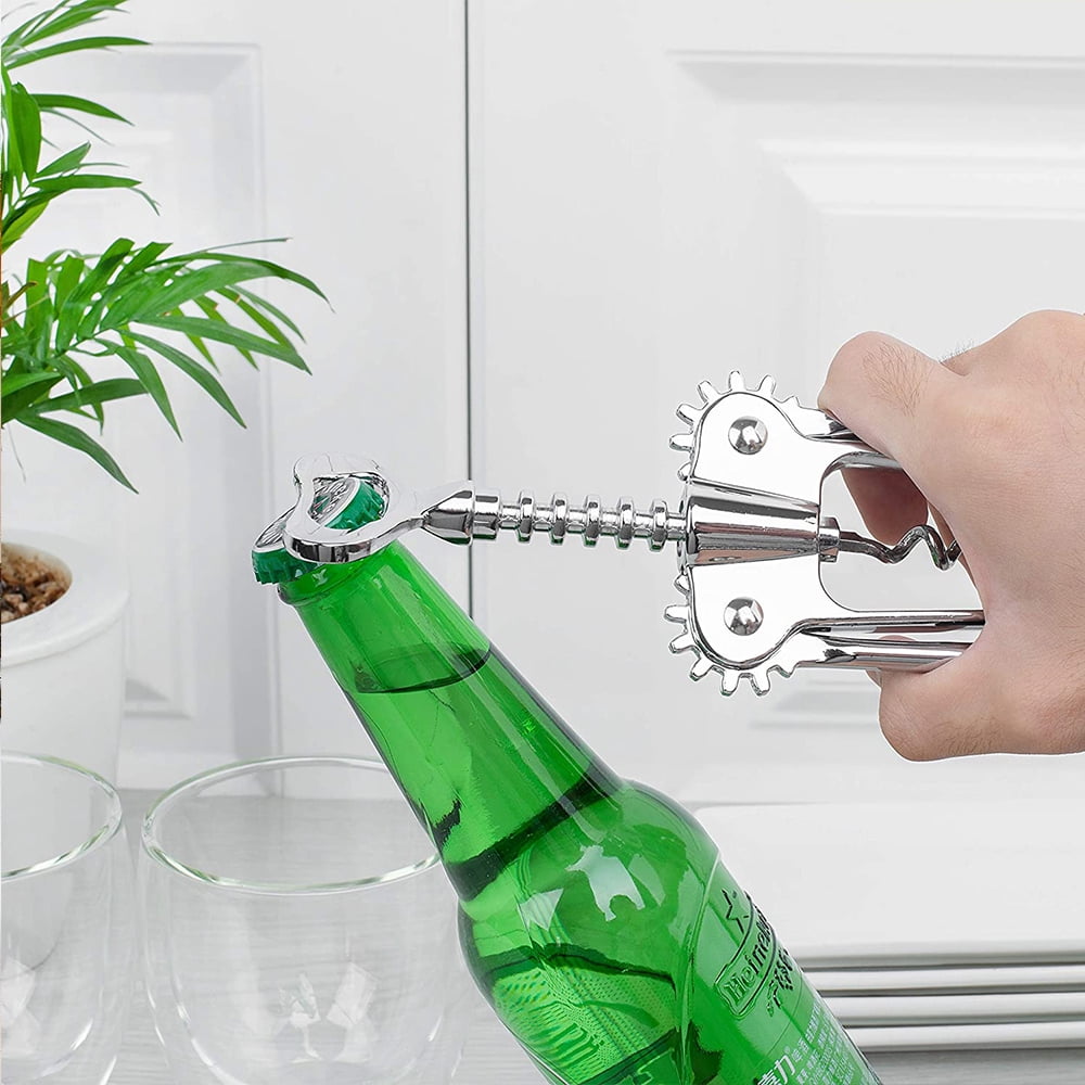 BML Silver Wing Corkscrew Bottle Opener - Multi-Functional Wine & Beer Opener With Stopper, For Kitchen, Restaurant, Gift-1075615