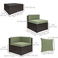 thumbnail image 2 of 7-Piece Outdoor Rattan Furniture Set - Patio Wicker Sectional Sofa, Light Green & Deep Coffee, Perfect for Living Room or Balcony - Steel Frame & Cushioned Comfort, 2 of 7
