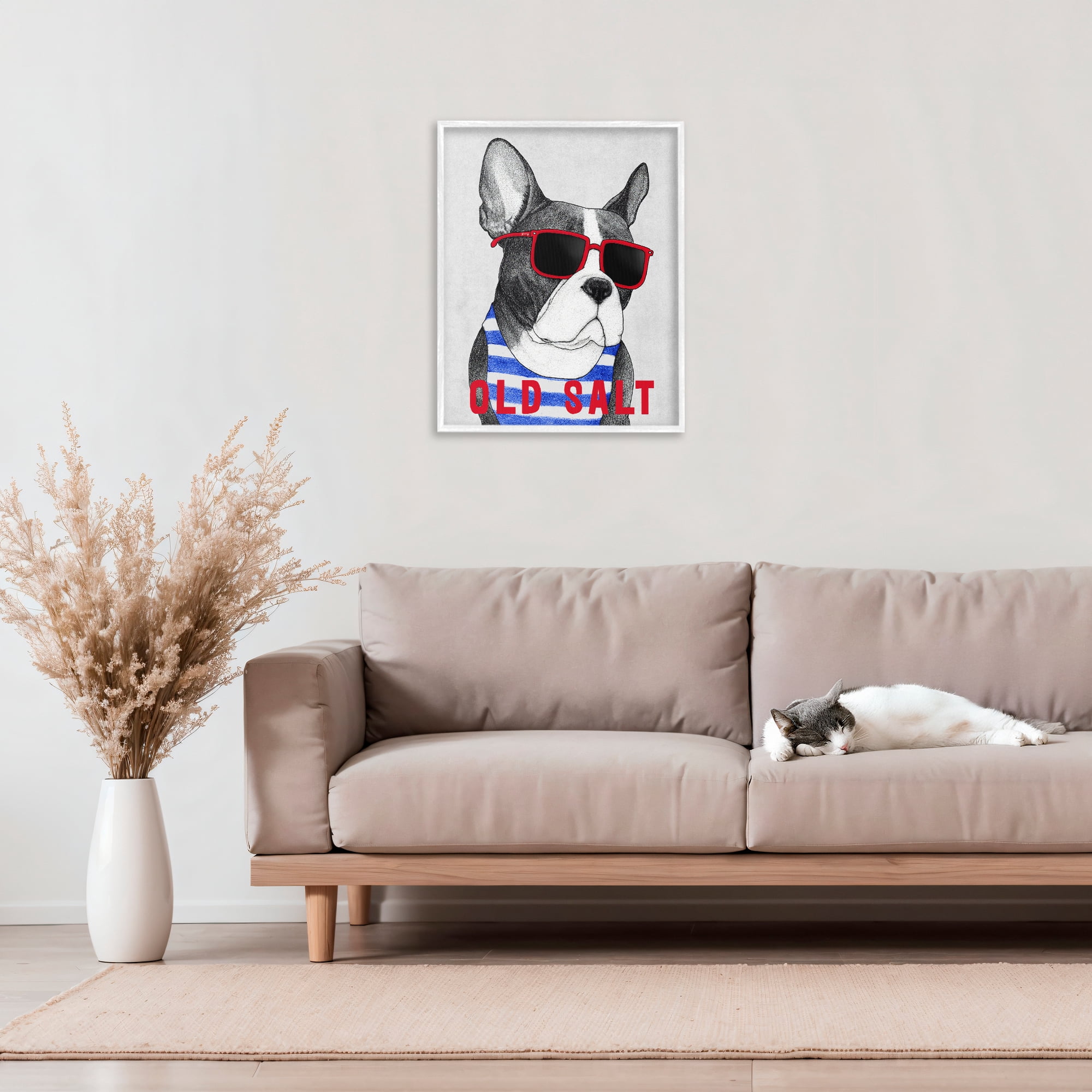 Stupell Industries Old Salt Summer Frenchie White Framed Giclee Art, design by Barruff