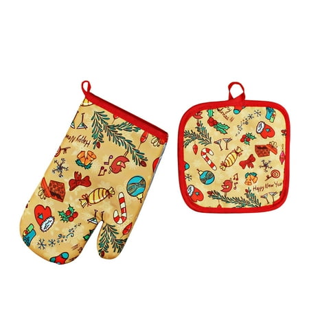 

CHEEPUM Recyclable Disposable Gloves Christmas Microwave Oven Gloves Set -scald And High-temperature Oven Gloves