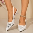 thumbnail image 5 of Viluyesy Pumps for Women Pointed Toe Slingback Kitten Heel Comfortable Dress Work Shoes Casual Walking White Size 5, 5 of 9