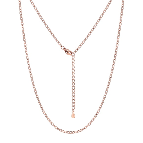 Silvora rosa oro chapado cadena collar para mujeres hombres, collar de acero inoxidable de 2 mm para joyería de regalo colgante
