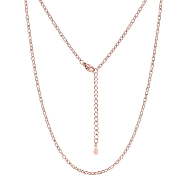 Silvora rosa oro chapado cadena collar para mujeres hombres, collar de acero inoxidable de 2 mm para joyería de regalo colgante