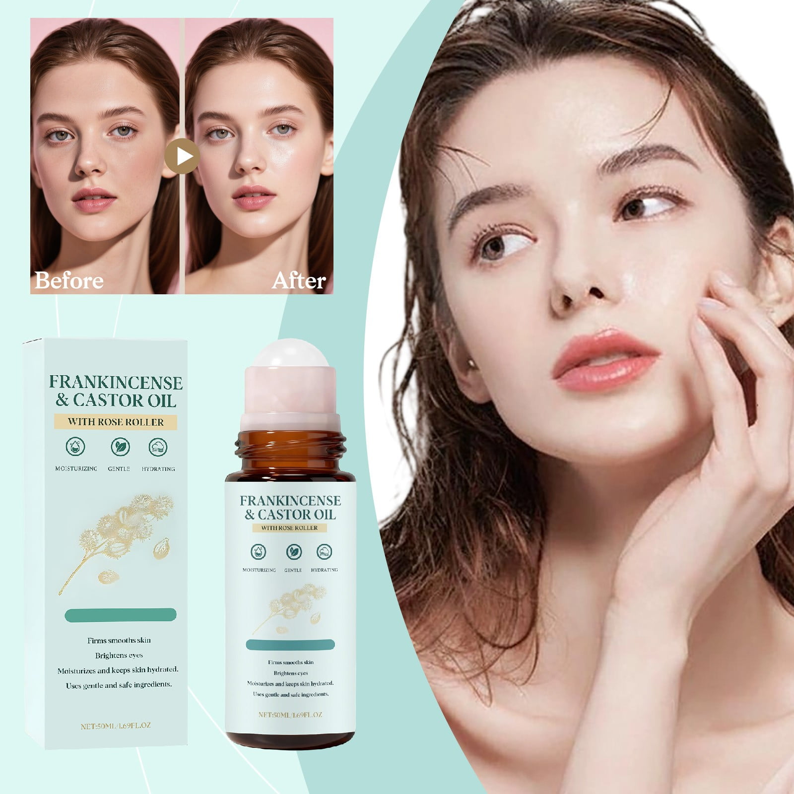 SZBAOAN Frankincense and Castor Oil,Hydrating Oil for Face Under Eye,Lightweight Non Greasy Fast Absorbing,Suitable for Face,Neck,Abdome