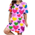 thumbnail image 1 of Kelon Nuisettes et Chemises de Nuit pour Femmes Grande Taille Robe de Nuit Décontractée pour Femmes Grande Taille Imprimé Cœur Manches Courtes Col Rond Extensibilité Moyenne Nuisette Ample Robe de Nuit de la Saint-Valentin, 1 of 1