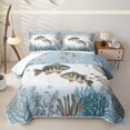 thumbnail image 2 of Erosebridal Striped Fish Bed Spread Queen,Bass Coral Underwater Queen Coverlet Set For Boys,3pcs, 2 of 7