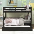 thumbnail image 3 of Full Over Full Bunk Bed with Trundle, Solid Wood Bunk Bed Frame with Built-in Ladder and Full-length Safety Guardrails, No Box Spring Needed, Espresso, 3 of 4