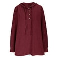 thumbnail image 6 of ClodeEU Womens Knit Hooded Sweaters, V Neck Button Down Shirt With Drawstring ,Henley Pullover Tops Wine,Womens Plus L, 6 of 6
