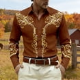 thumbnail image 2 of Tisuna Men'S Long Sleeve Shirts Floral Print Lapel Collar Button Down Tops Lightweight Retro Mens Western Style Playwear Clothes Brown Size Xl, 2 of 4