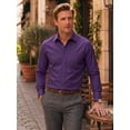 thumbnail image 3 of Mens Purple Dress Shirts Long Sleeve Casual Solid Wedding Dating Button Down Shirt with Pocket XL, 3 of 7